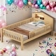 preview thumbnail 10 of 16, Twin Size Wood Platform Bed with House-shaped Headboard, LED, and Built-in Storage, White