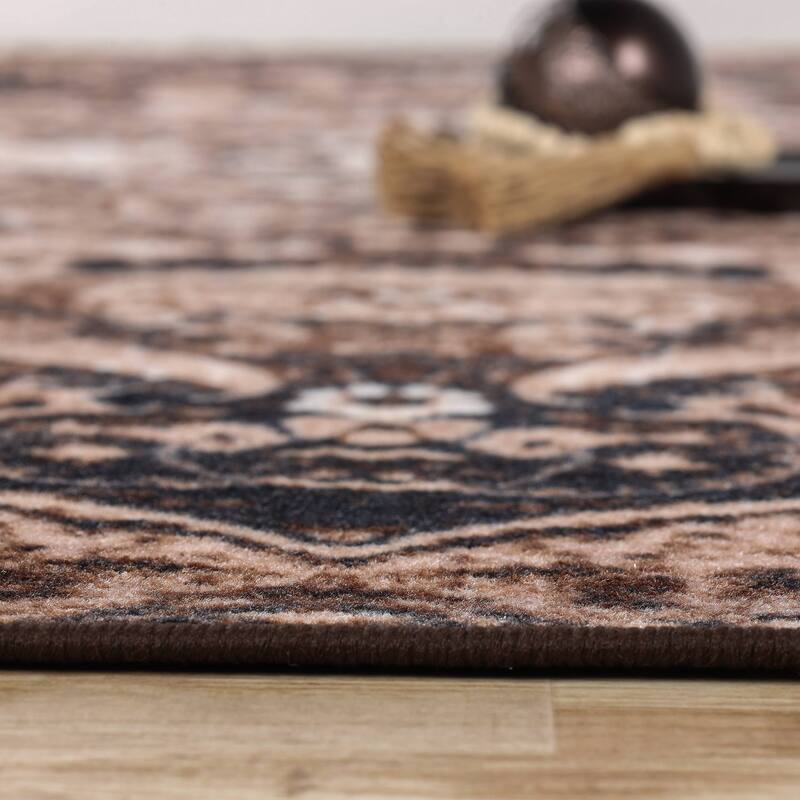 Superior Oswell Medallion Non-Slip Washable Indoor Runner or Area Rug