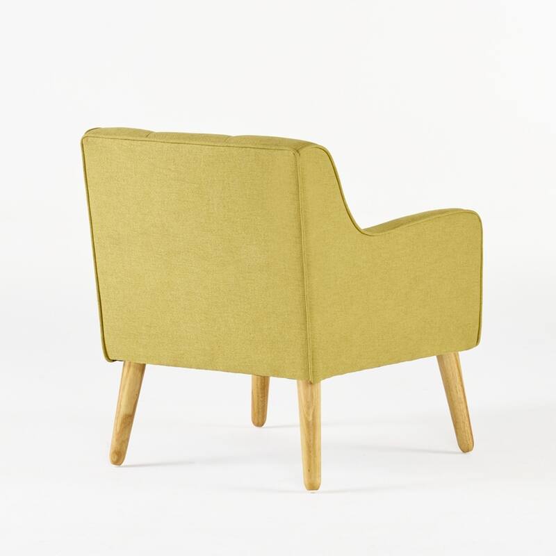 ufted Fabric Accent Chair with Solid Wood Legs