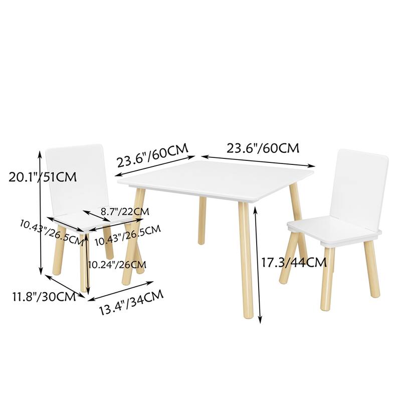 Toddler Kids Table and Chair Set,Wooden Activity Play Table Set,3 PCS