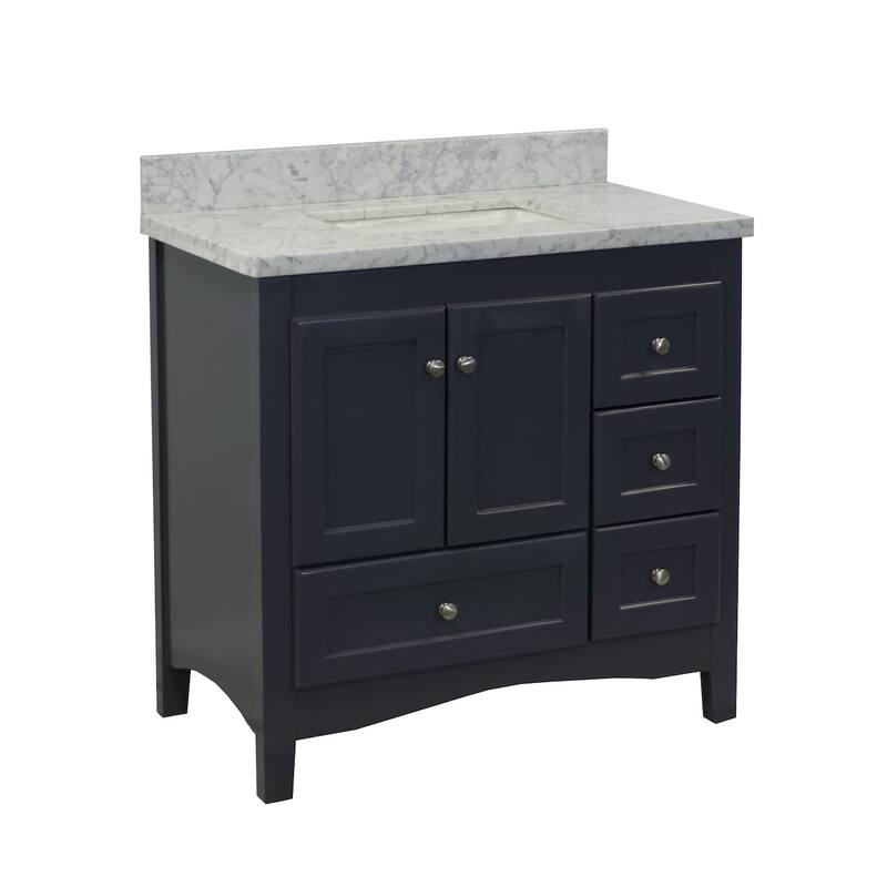 KitchenBathCollection Abbey 36" Bathroom Vanity with Carrara Marble Top