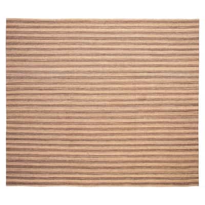 ECARPETGALLERY Flat-Weave Boho Brown Wool Kilim - 13'5 x 11'4