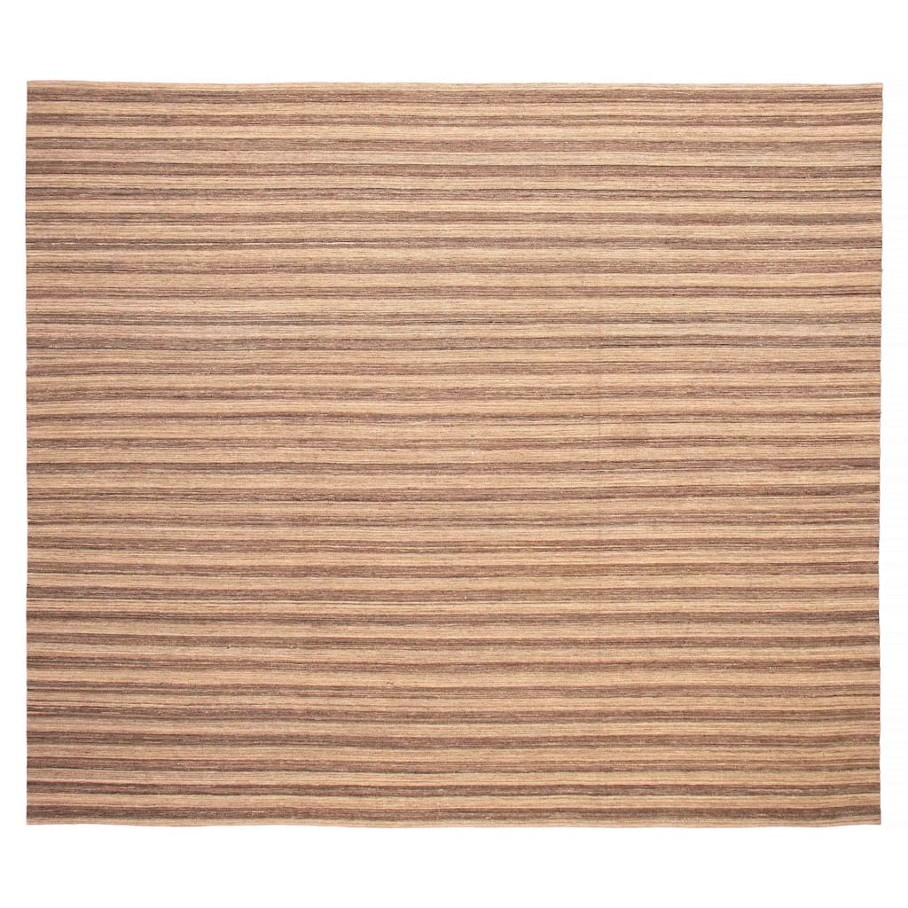 ECARPETGALLERY Flat-Weave Boho Brown Wool Kilim - 13'5 x 11'4