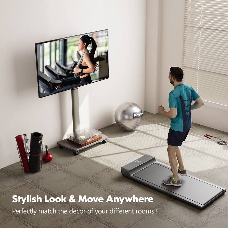 FITUEYES Rolling TV Floor Stand for 32 - 70 Inch TVs, Elegant Portable TV Stand with Upgraded 360° rotating wheels
