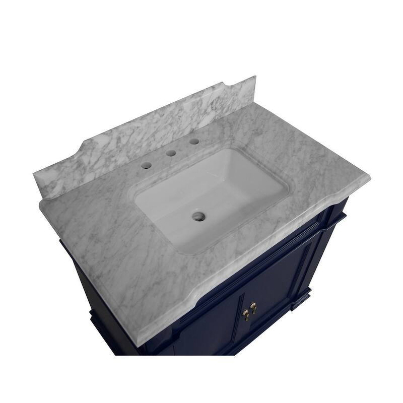 KitchenBathCollection Elizabeth 36" Bathroom Vanity with Carrara Marble Top
