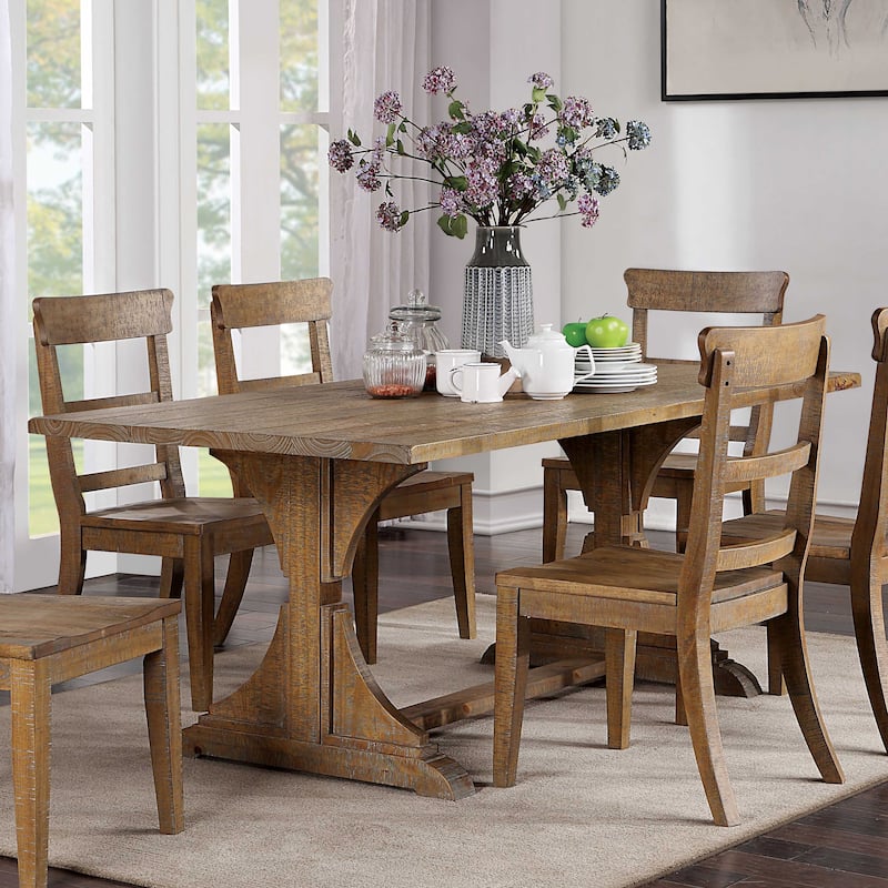 Furniture of America Badri Rustic 76-inch Solid Wood Dining Table - Natural Tone