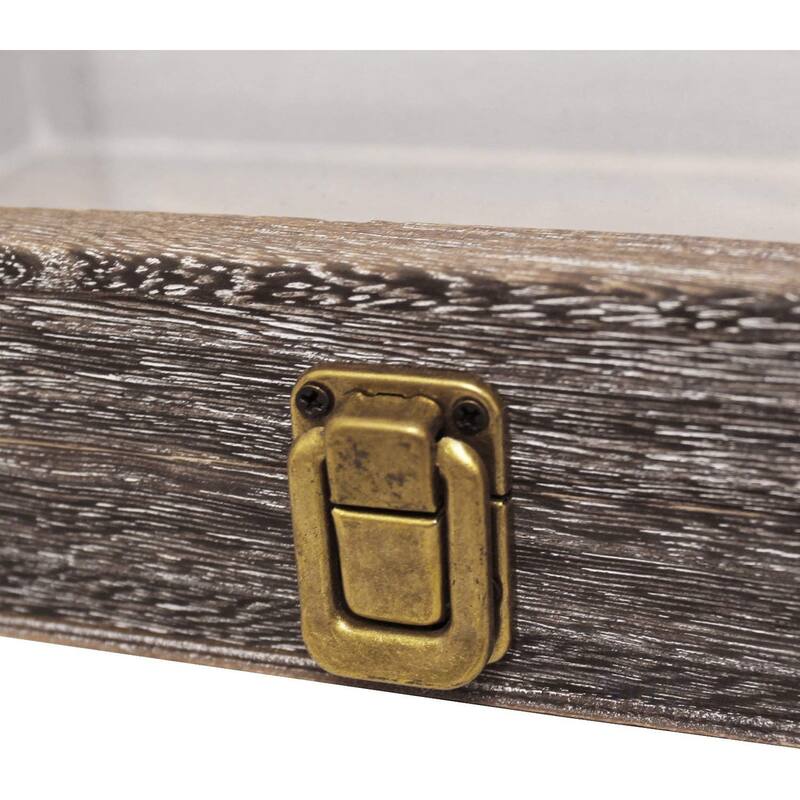 Wood Glass Top Jewelry Display Case Accessories Storage for Collectibles - S