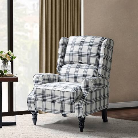HULALA HOME Upholstered Classic Manual Wingback Recliner with Spindle Legs