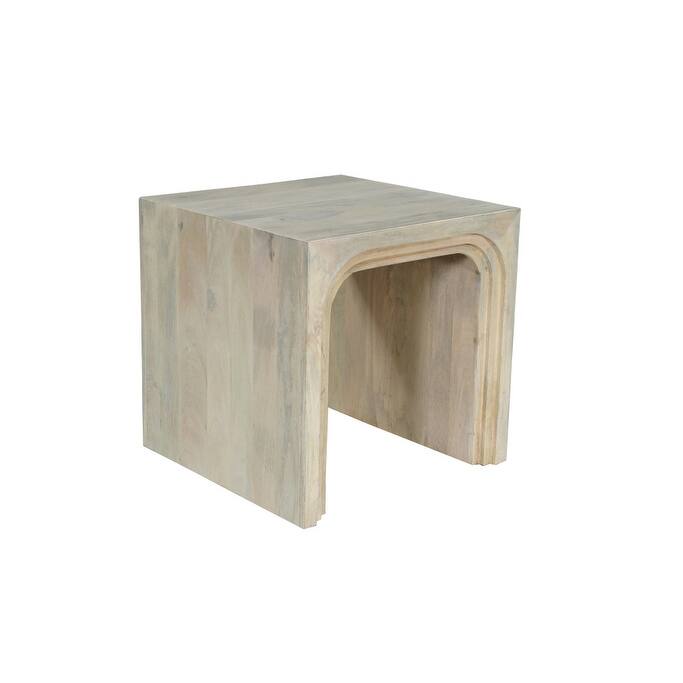 HomeRoots 24" White Solid Wood Square Sled End Table - 24.00 in. x 24.00 in. x 24.00 in.