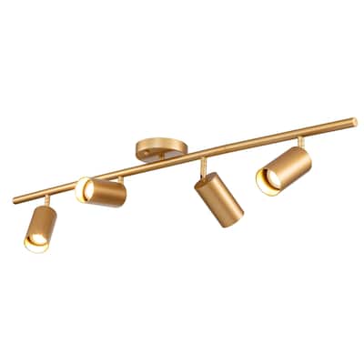 4-Light Linear Gold Track Light Flush Mount Ceiling Fixture with Rotating Head - W39.4"