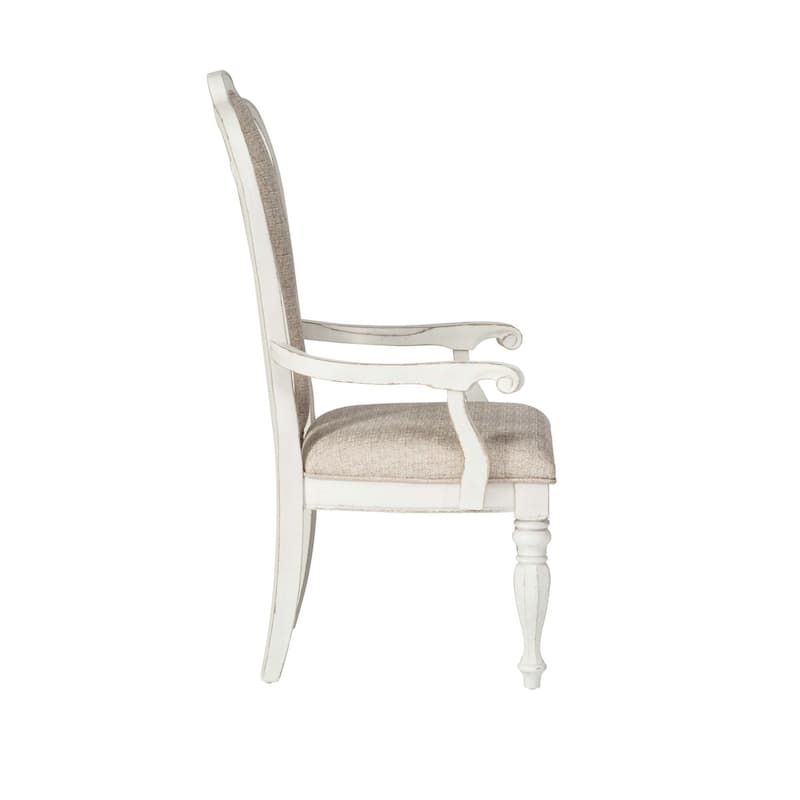 Magnolia Manor Antique White Weathered Bark Splat Back Uph Arm Chair (Set of 2)