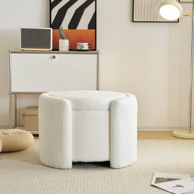 Cozy Boucle Storage Ottoman Comfortable choice, multiple functions, classic design