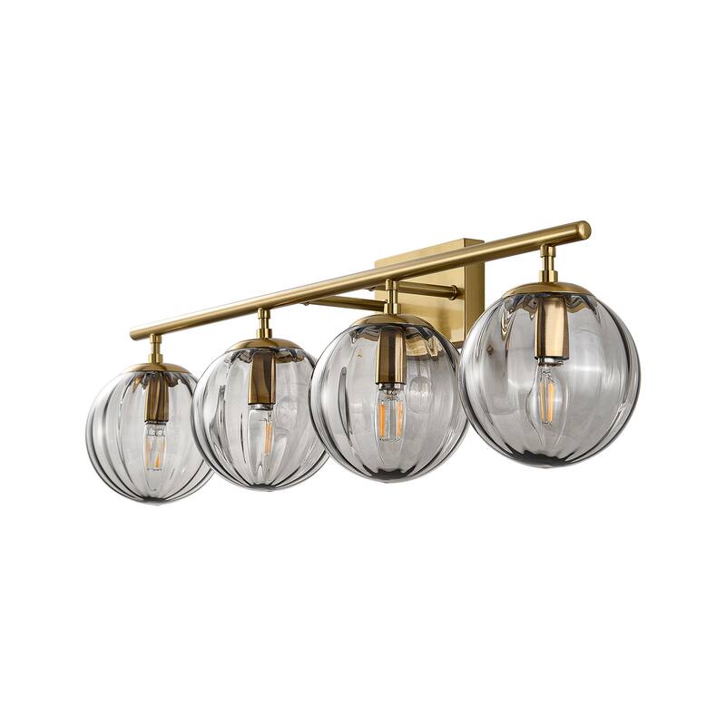 Dimmable Bathroom Vanity Lights with Ribbed Clear Glass Shade Vanity Light Fixture