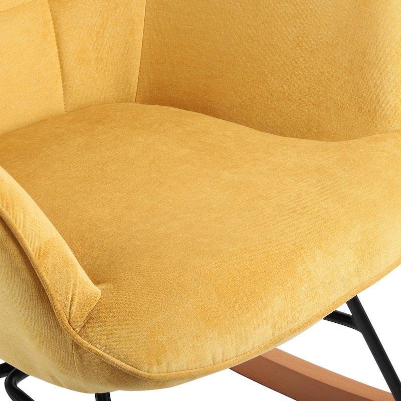 Velvet Rocking Chair Upholstered Recliner Comfy Accent Chair