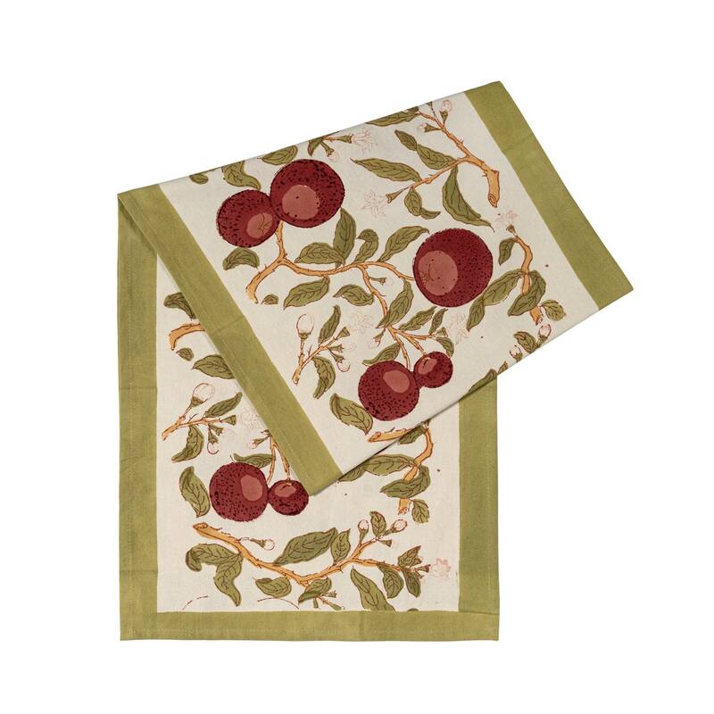 Couleur Nature Orange Tree Table Runner - Red/Green