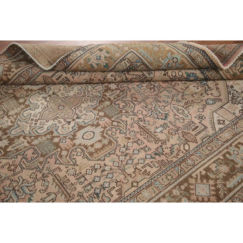 Hand Knotted Oriental 100% Wool Carpet Traditional Medallion Pink Tabriz Area Rug - 9' 7'' X 6' 7''