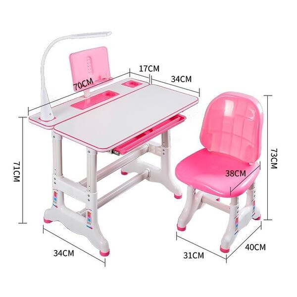 Height Adjustable Study Desk And Chair Set With Tilted Desktop And ...