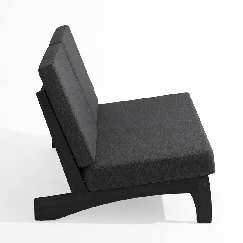 2-Piece Outdoor Teak Wood Loveseat Patio Set with Side Table