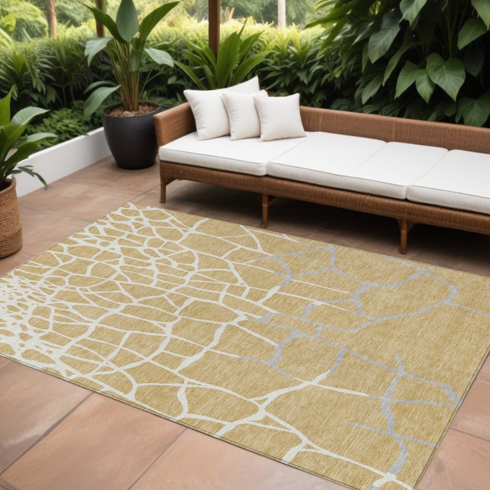 HomeRoots Abstract Transitional Rectangle Outdoor Rug