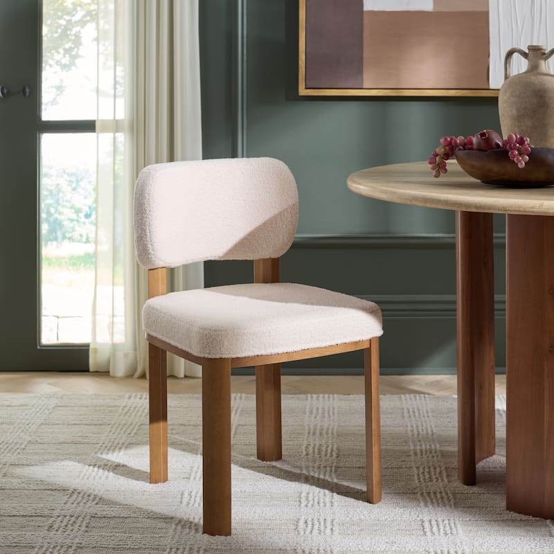 SAFAVIEH HOME Hyden Dining Chair - 19"W x 21"D x 32"H - White/Light Walnut