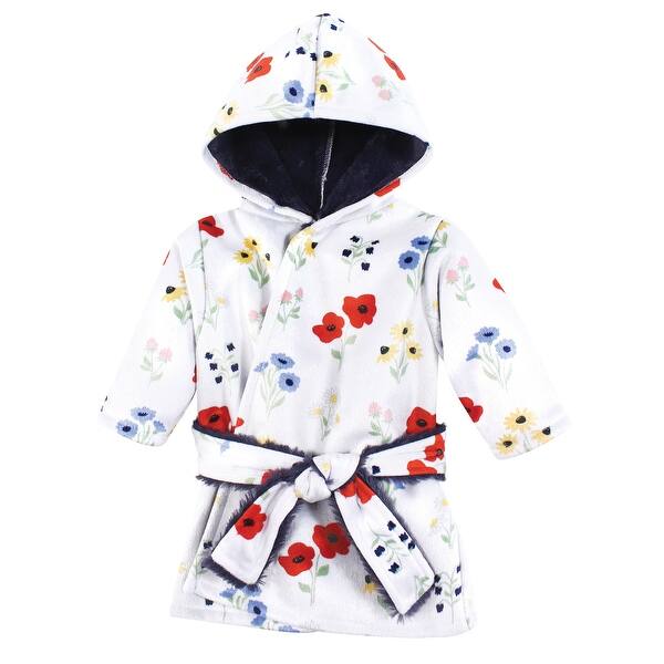 slide 1 of 1, Hudson Baby Girls Mink with Faux Fur Lining Pool and Beach Robe Cover-ups, Wildflower 0-6 Months - Wildflower