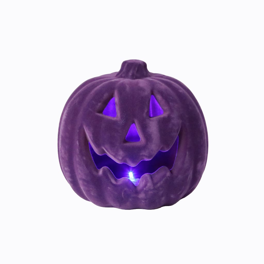 8" Flocked Pumpkin,Led