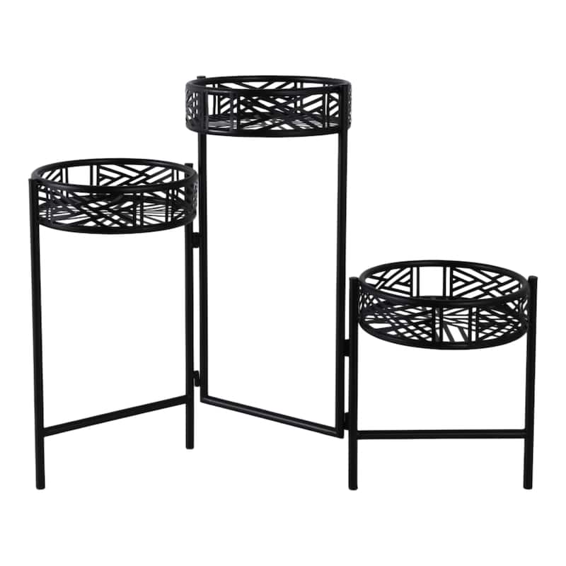 Iron Metal Lattice Design 3-Tier Plant Stand (Set of 3) - 22" Black - 10" x 10" x 22" - 10" x 10" x 22" - Black