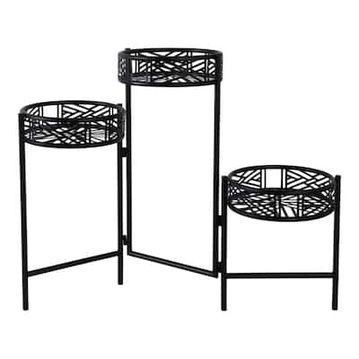 Iron Metal Lattice Design 3-Tier Plant Stand (Set of 3) - 22" Black - 10" x 10" x 22"