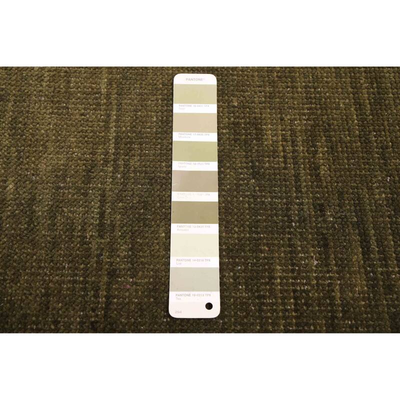 ECARPETGALLERY Hand-knotted Pak Finest Gabbeh Dark Olive Green Wool Rug - 9'0 x 12'3