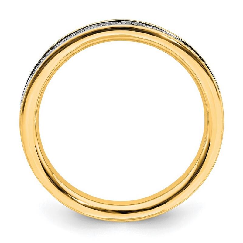 Curata 925 Sterling Silver Polished Prong set Stackable Expressions and Diamonds Gold Plated Ring