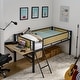 preview thumbnail 21 of 38, Metal Loft Bed with Desk, Rattan Loft Bed Frame with Hanging Storage Black+Natural
