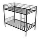 preview thumbnail 16 of 16, Black Twin over Twin Metal Bunk Bed with Fence & Ladder
