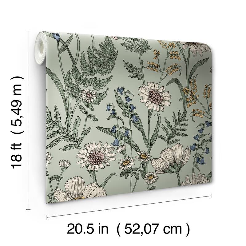 Spring Meadow Green Peel and Stick Wallpaper