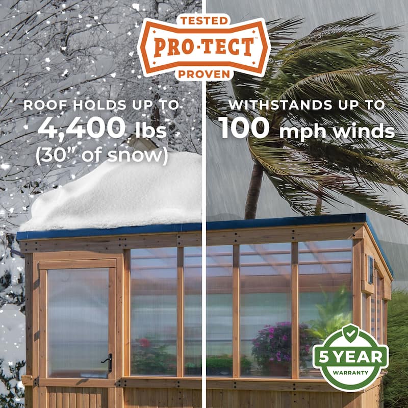 Backyard Discovery Zalie 11' x 7' Cedar Wood Greenhouse Kit, PowerPort - 11'5" x 7'2"