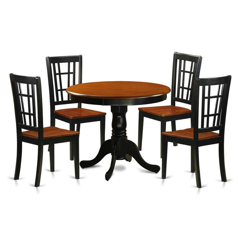 Dining Table Set with 4 Chairs - Wood Dining Room Furniture Set