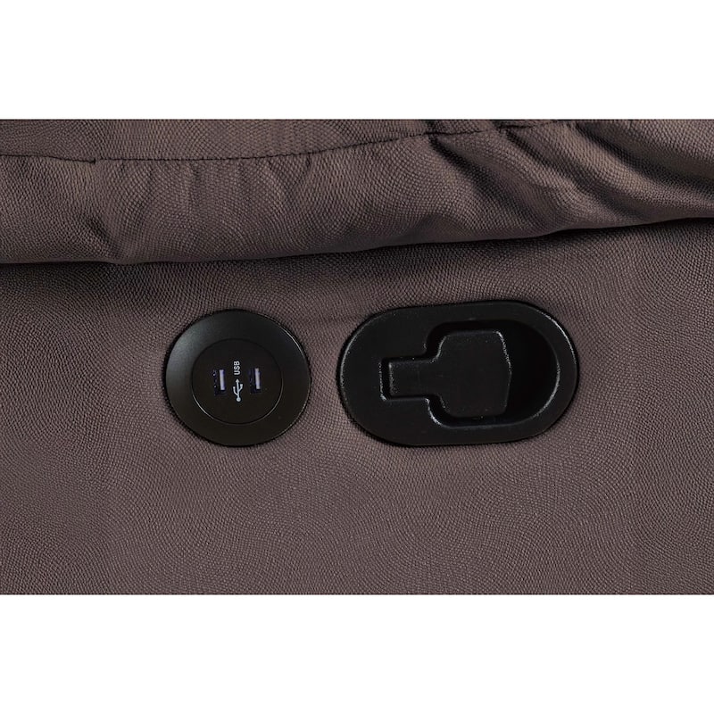 Harper Manual Reclining Loveseat, USB Port, Brown Velvet, 61 Inch, USB