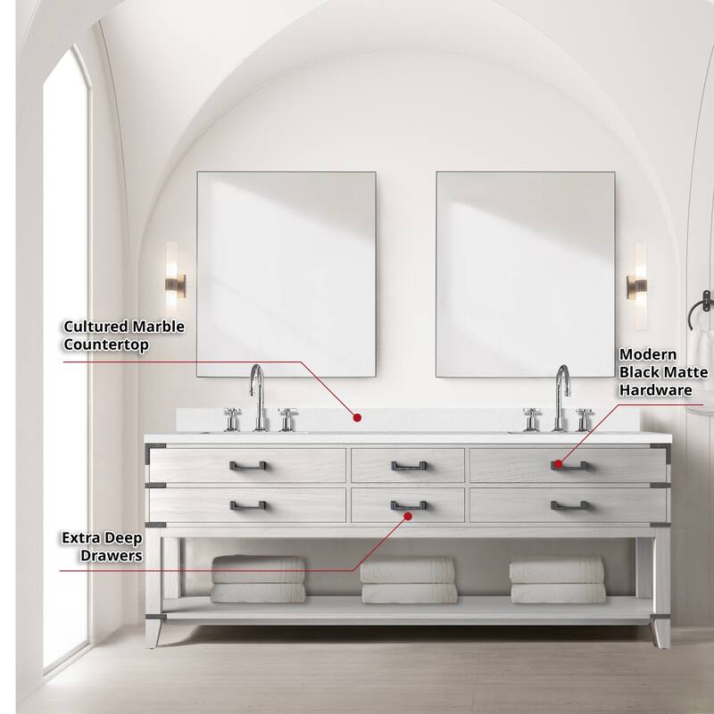 Norwalk Bath Vanity with Cultured Marble Top, Sink, Mirror and Faucet