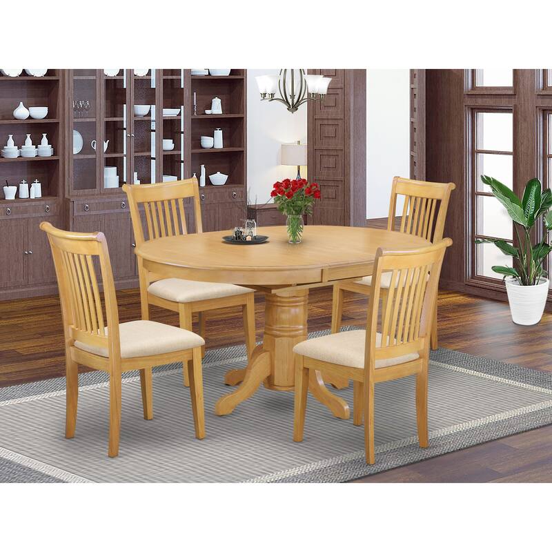 East West Furniture Modern Dining Table Set- an Oval Wooden Table and Dining Room Chairs, Oak (Pieces & Seat Options)