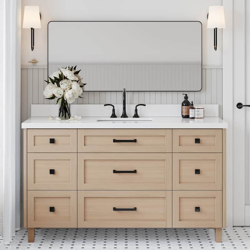 Ariel B61WQRVO Monroe 61" Free Standing Single Basin Vanity Set with - White Oak