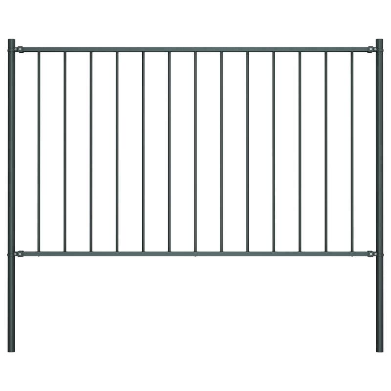 vidaXL Fence Panel with Posts Powder-coated Steel 5.9 ft x 4.1/2.5/3.3 ft - 1.81 x 1.25 m/ 1 - Anthracite