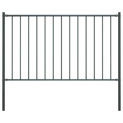 vidaXL Fence Panel with Posts Powder-coated Steel 5.9 ft x 4.1/2.5/3.3 ft