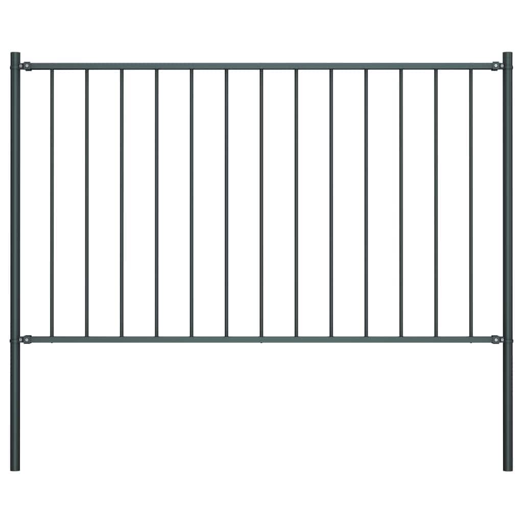 vidaXL Fence Panel with Posts Powder-coated Steel 5.9 ft x 4.1/2.5/3.3 ft