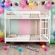 preview thumbnail 1 of 8, Twin over Twin Metal Bunk Bed/ Heavy-duty Sturdy Metal/ Noise Reduced/ Safety Guardrail/No Box Spring Needed,White White