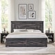 preview thumbnail 36 of 53, Farmhouse Wood Bed Frame with 54" Tall Headboard, 2 Large Drawers