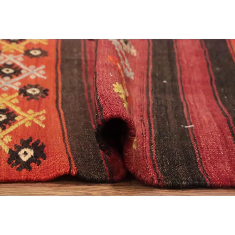 Hand Woven Oriental 100% Wool Carpet Southwestern Tribal Multi-Colored Kilim Area Rug - 9' 11'' X 6' 1''