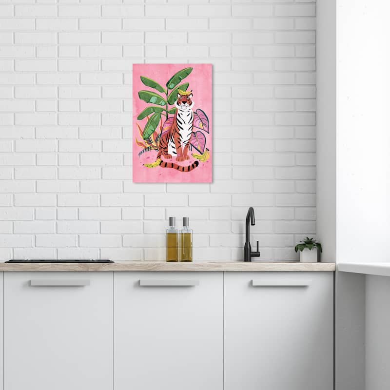 Wynwood Studio Canvas Animals Banana Stripes Pink and Glam Wall Art Canvas Print - 24 x 16
