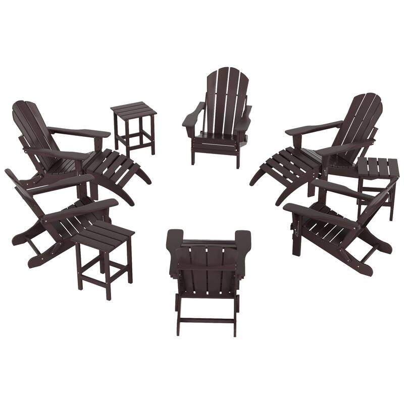 Laguna Hdpe All Weather Outdoor Patio Foldable Adirondack Chairs Conversation Set (12-Piece Set)