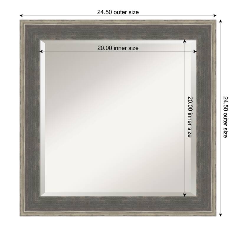 Cottage Beveled Wood Framed Bathroom Vanity Wall Mirror - Cottage Grey Silver - 25 x 25 in