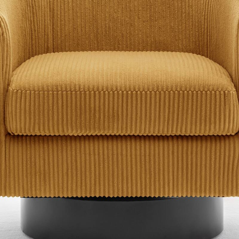Corduroy Upholstered Swivel Barrel Chair