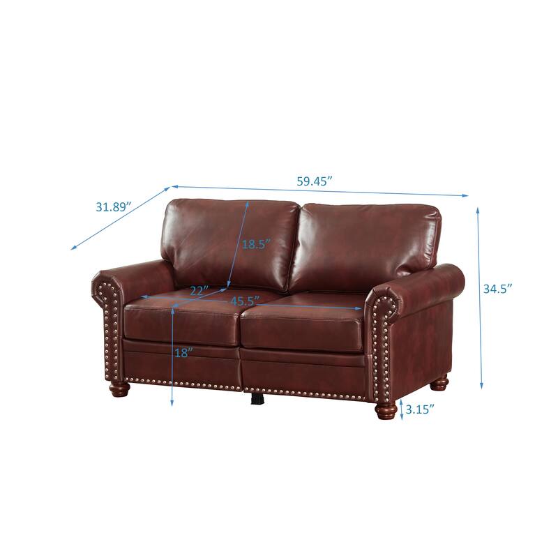 Classic Combination sofa Seat Sofa Set with Hidden Storage and Nailhead Trim and Foam Cushions for Living Room and Guest Room